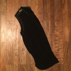 ADORABLE high-neck tank w/leather & zipper detail